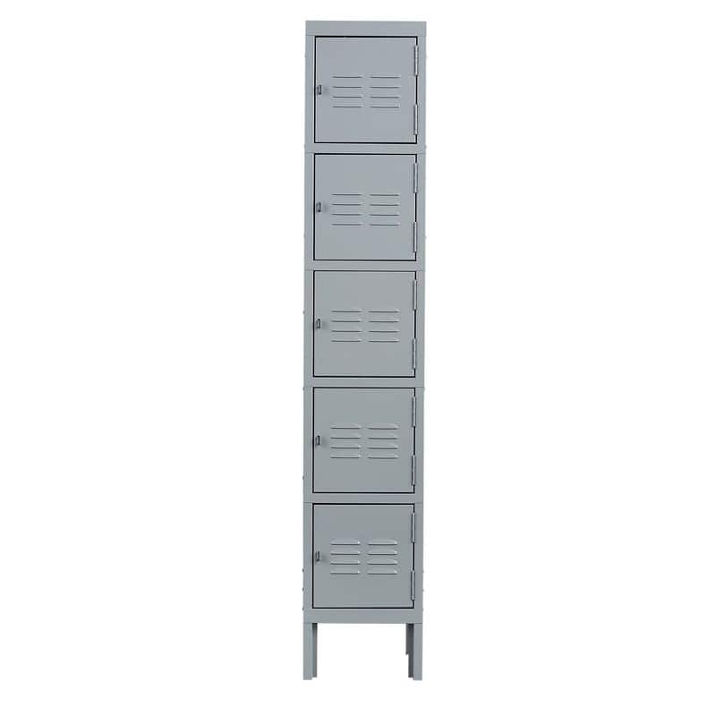 5 Door 66"H Metal Lockers for Employees,Storage Cabinet With Hooks and Ventilation For School,Garage,Gym,Office