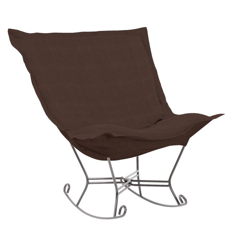 Allan Andrews Scroll Puff Rocker with Titanium Frame, Breeze Collection - Chocolate