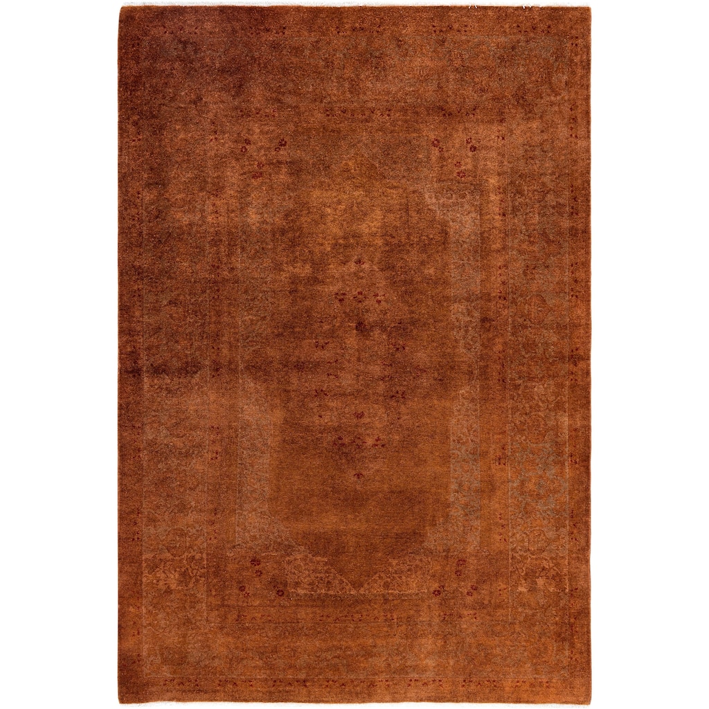 Overdyed One-of-a-Kind Hand-Knotted Area Rug - Orange - 5' 2" x 7' 7"