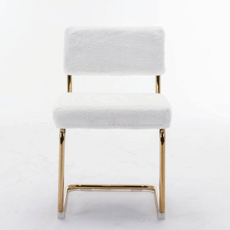 Modern Corduroy Dining Chairs - Gold Metal Base - Armless - Channel Tufting - Set of 2
