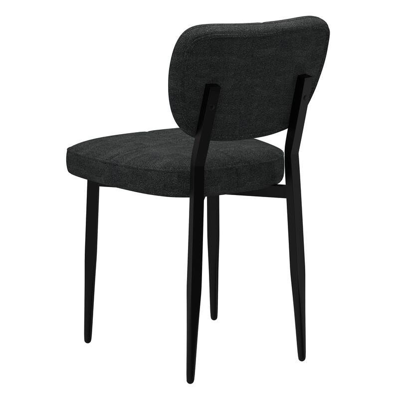 Modern Fabric and Metal Dining Chair, Set of 2 - Beige and Black