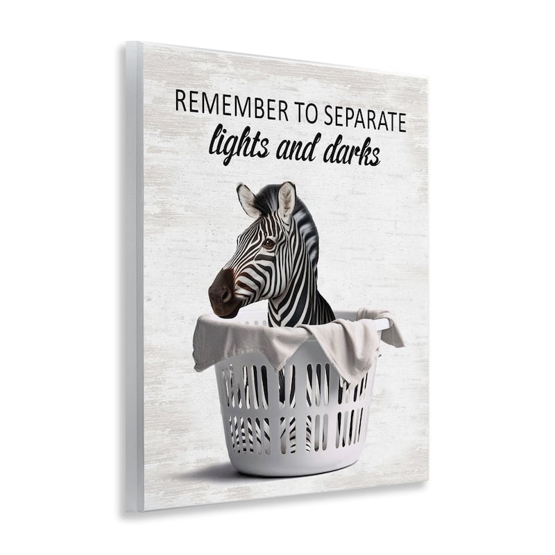 Stupell Separate Laundry & Zebra Wall Plaque Art Design By Lettered and Lined