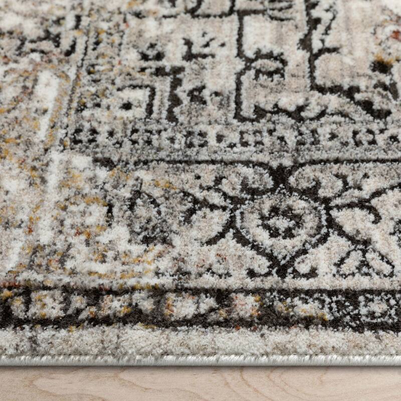 Well Woven Horosan Heriz Medallion Modern Distressed Textured Area Rug