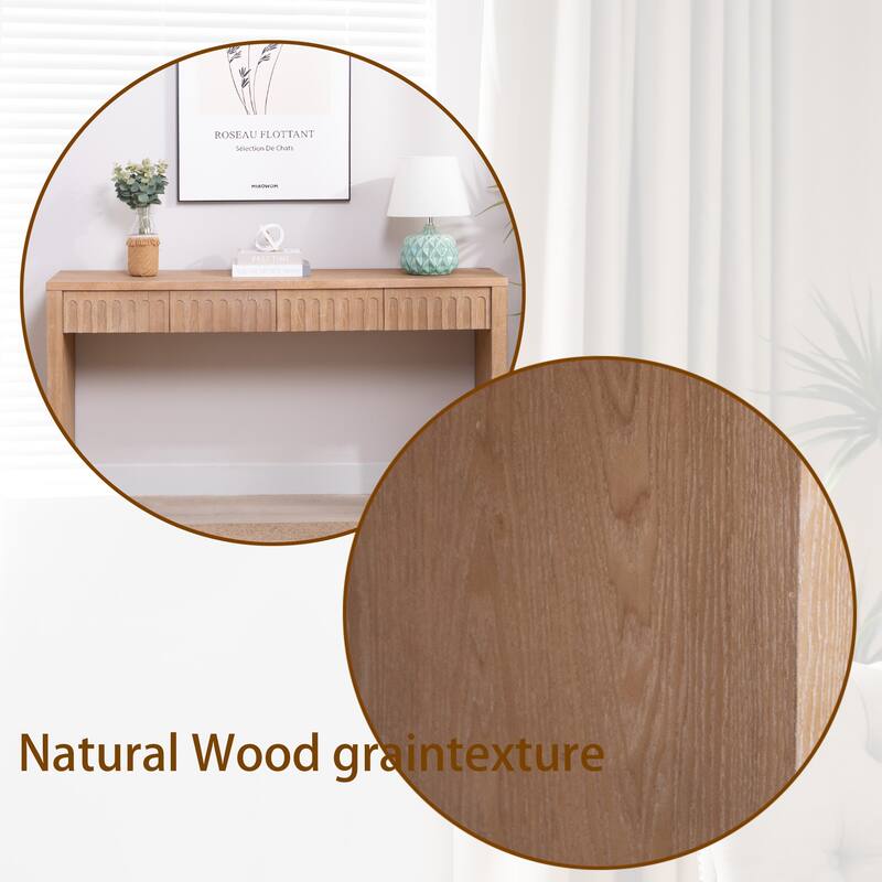 Modern Console Table with 4 Drawers, Narrow Hallway Entryway Table, Wood Sofa Table Accent Table
