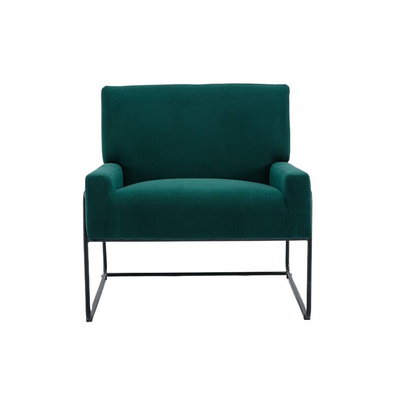 Modern Industrial Slant Armchair with Metal Frame,Premium High Density Soft Single chair for Living Room Bedroom - Emerald