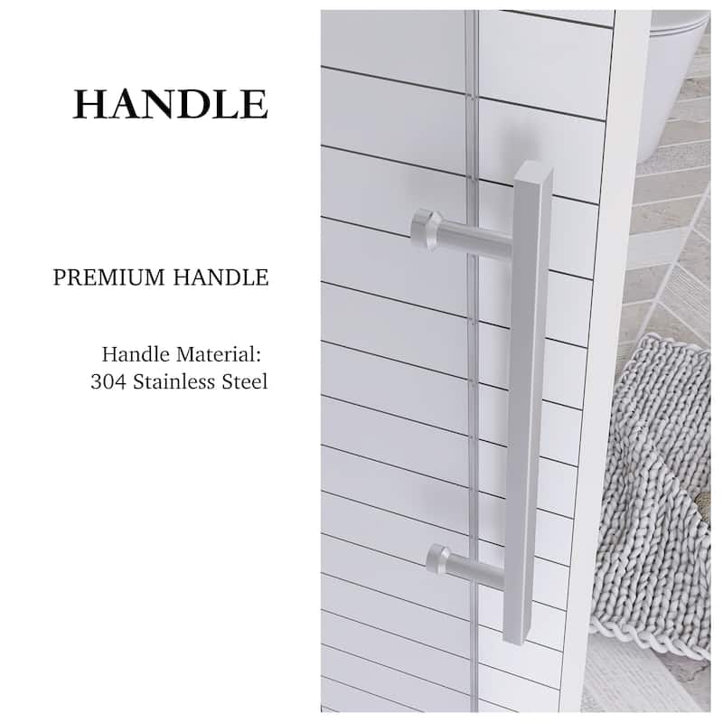 60 in. W x 76 in. H Frameless Single Sliding Shower Doors with Clear Tempered Glass - 60" x 76" in.