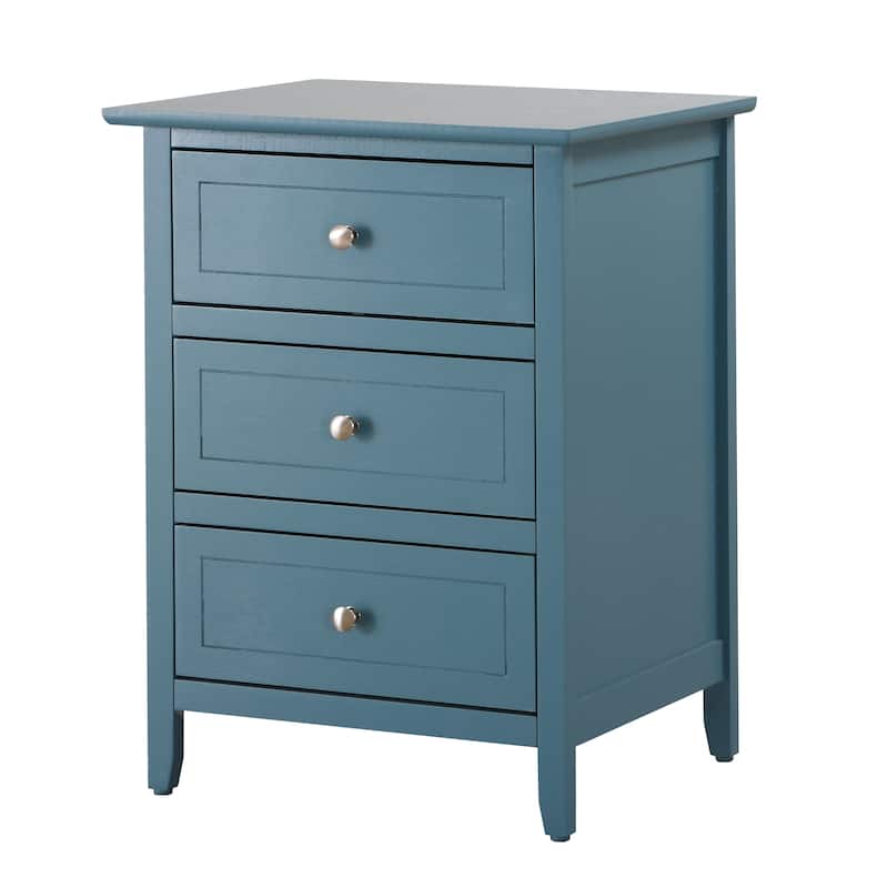 Teal Nightstand with Extra Durability - Real Wood Veneers and Dove Tailed Drawers - Teal - 3-drawer