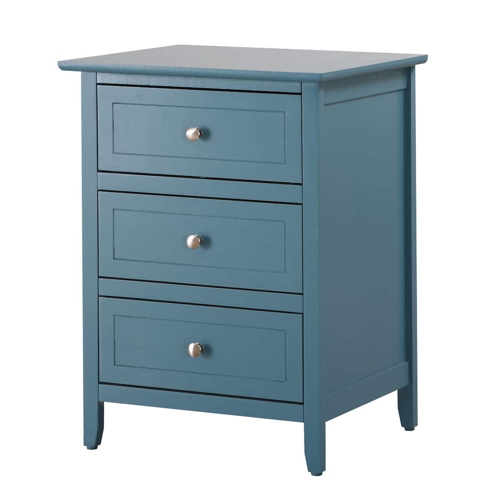 Teal Nightstand with Extra Durability - Real Wood Veneers and Dove Tailed Drawers