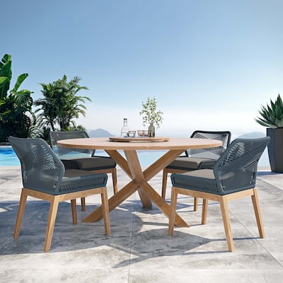 Wellspring 5-Piece Outdoor Patio Teak Wood Dining Set