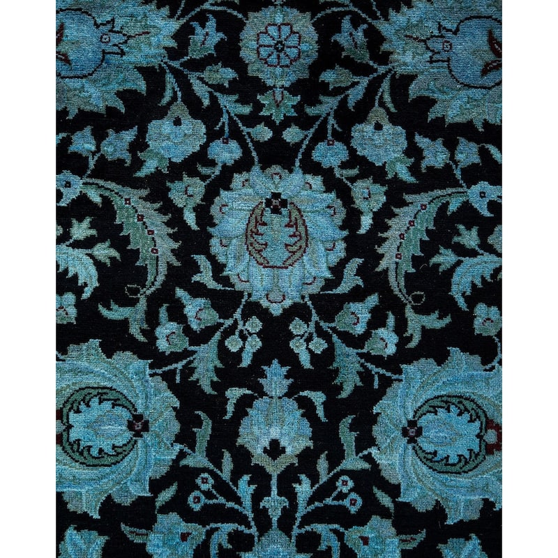 Overton Hand Knotted Wool Vintage Inspired Modern Contemporary Overdyed Blue Area Rug - 3' 1" x 5' 2"