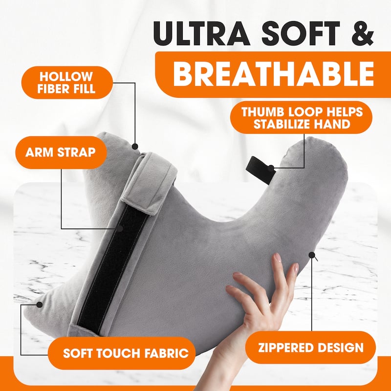 Cheer Collection Gray Shoulder Support Pillow with Strap and Washable Cover