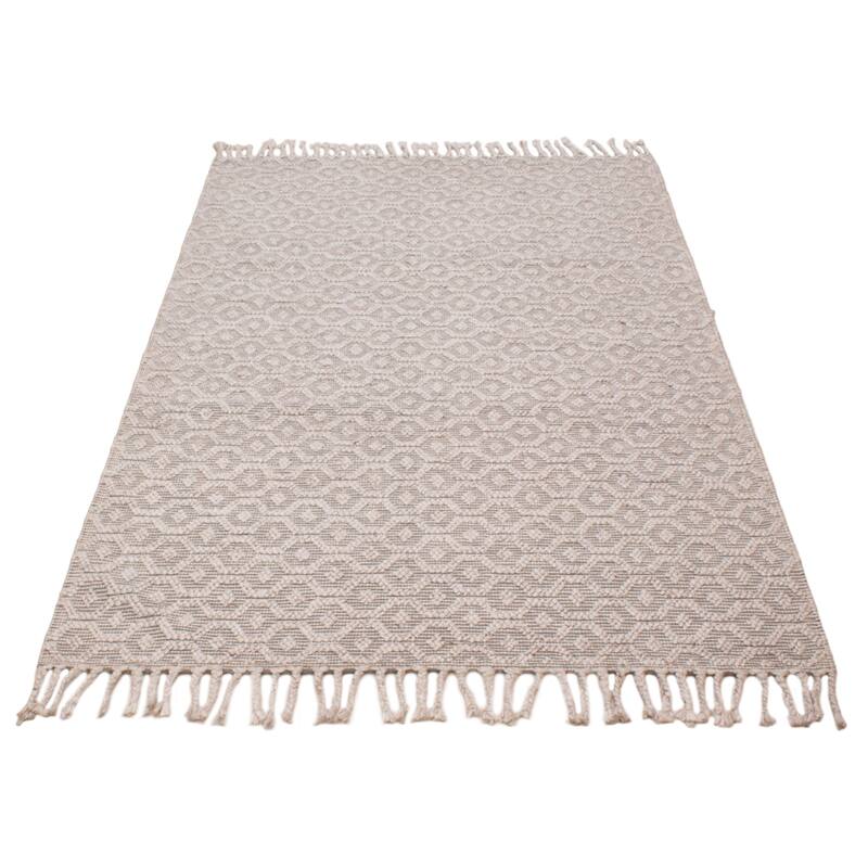 ECARPETGALLERY Braid weave Sienna Ivory Wool Rug - 6'5 x 9'5