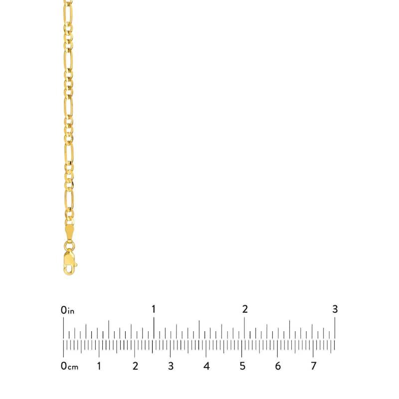 Curata 10k Yellow Gold 2.85mm Light Figaro Chain Necklace (Lobster)