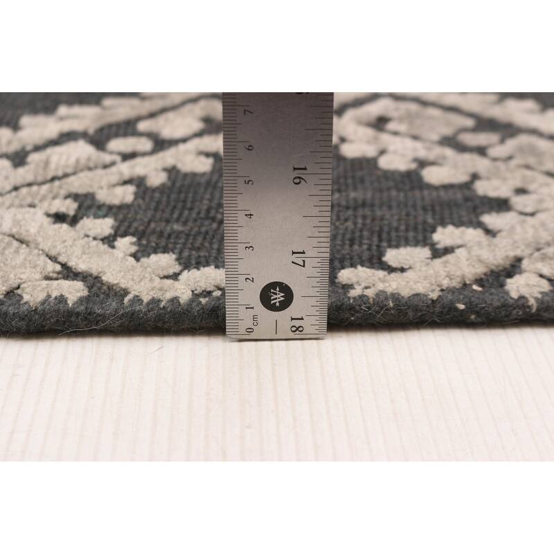 ECARPETGALLERY Hand Loomed Elysian Light Grey Viscose, Wool Rug - 5'3 x 7'9