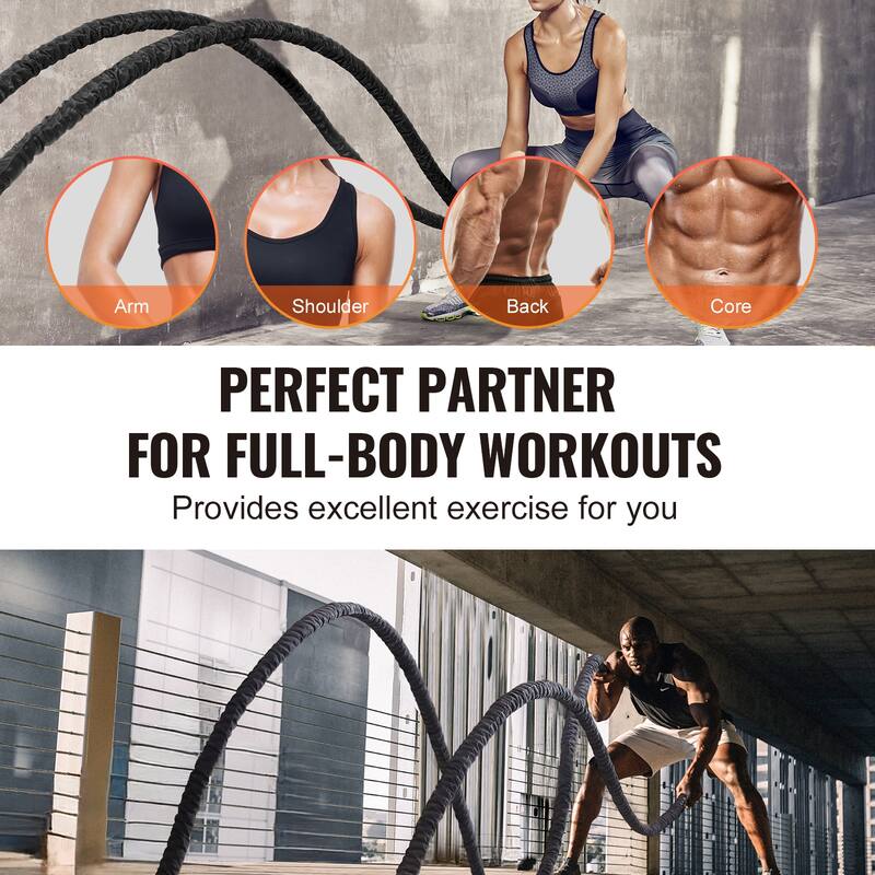 Battle Rope, 1.5 Inch Diameter Polyester Exercise Rope, Battle Exercise Equipment, Heavy Weighted Rope for Home Gym