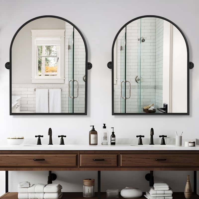 Rectangular Metal Framed Pivoted Bathroom Wall Vanity Mirror Adjustable Wall-Mounted For Modern Wall Decor