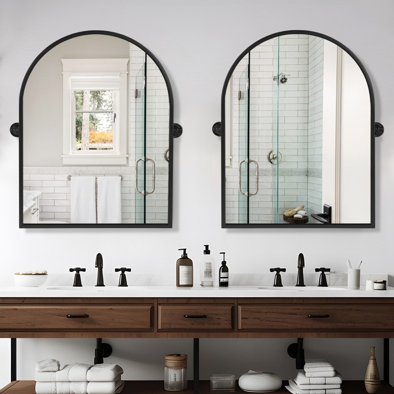 Rectangular Metal Framed Pivoted Bathroom Wall Vanity Mirror Adjustable Wall-Mounted For Modern Wall Decor