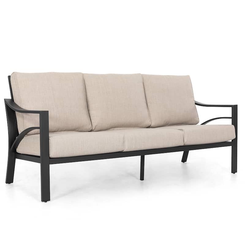 4-Piece Sofa Set with 5.2” Thick Padded Zippered Cushions, Powder-Coated Aluminum Frame, High-Back Design