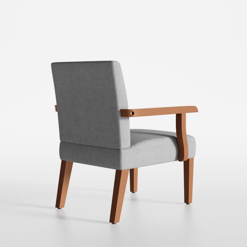 Light Gray 18.7" Arm Chairs with Round Wood Table (Set of 2)
