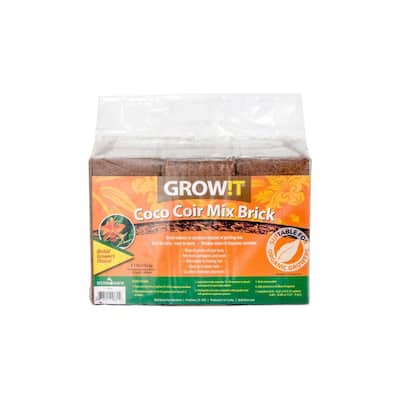 Hydrofarm GROW!T JSCPB All Natural Pathogen Free Coco Coir Mix Brick, Pack of 3 - 4.95