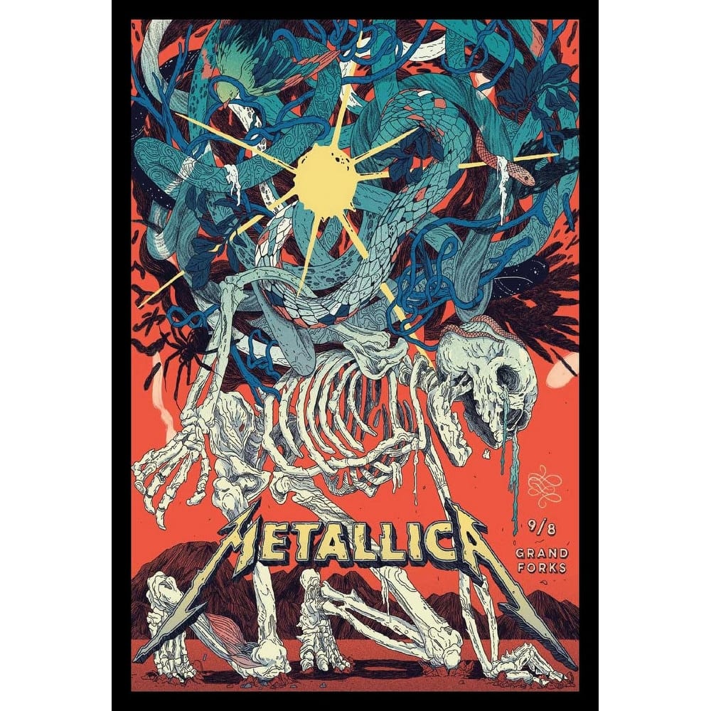 Metallica Grand Forks Skeleton Crawl Framed Poster - 24 x 36 Inch