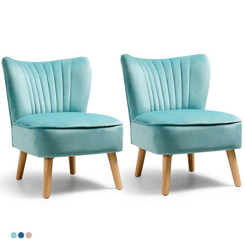 Gymax 2PCS Accent Chair Armless Leisure Chair Single Sofa w/ Wood Legs