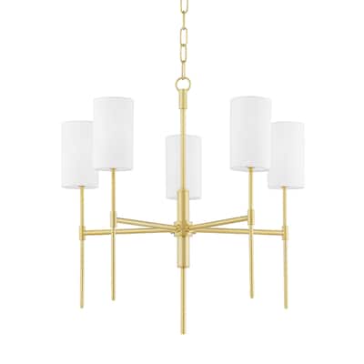 Mitzi by Hudson Valley Olivia 5-light Chandelier with White Linen