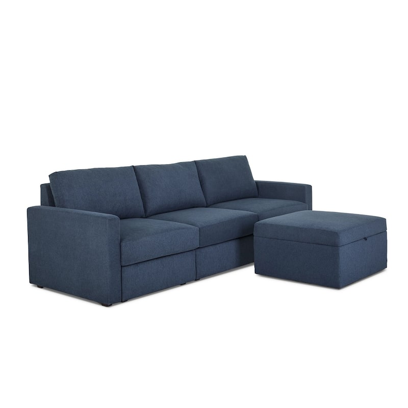 Flex Sofa with Standard Arms & Storage Ottoman by Flexsteel - 104" x 35" x 37"