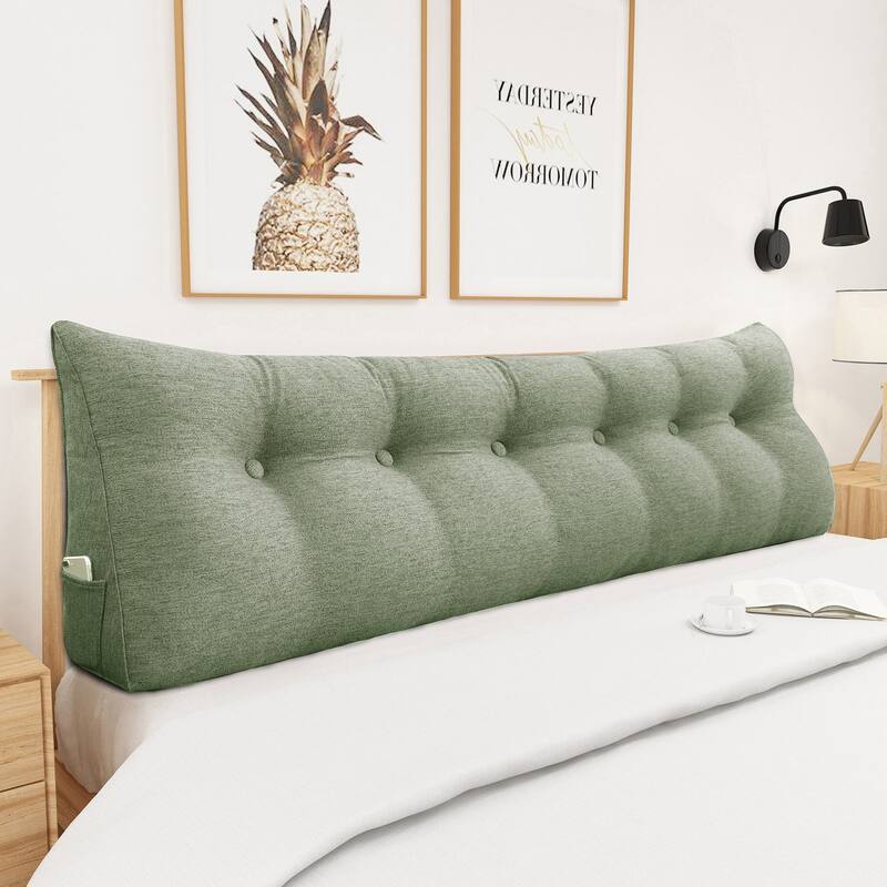 WOWMAX Headboard Wedge Reading Pillow Back Support Linen - Sage Green - King