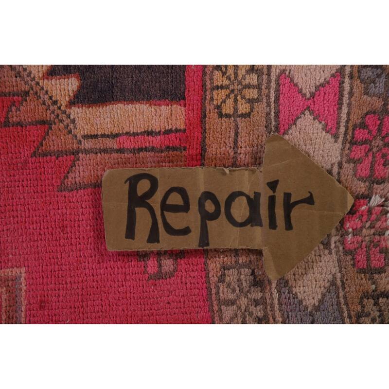 Hand Knotted Oriental 100% Wool Carpet Traditional Tribal Pink Ardebil Runner Rug - 9' 10'' X 4' 4''