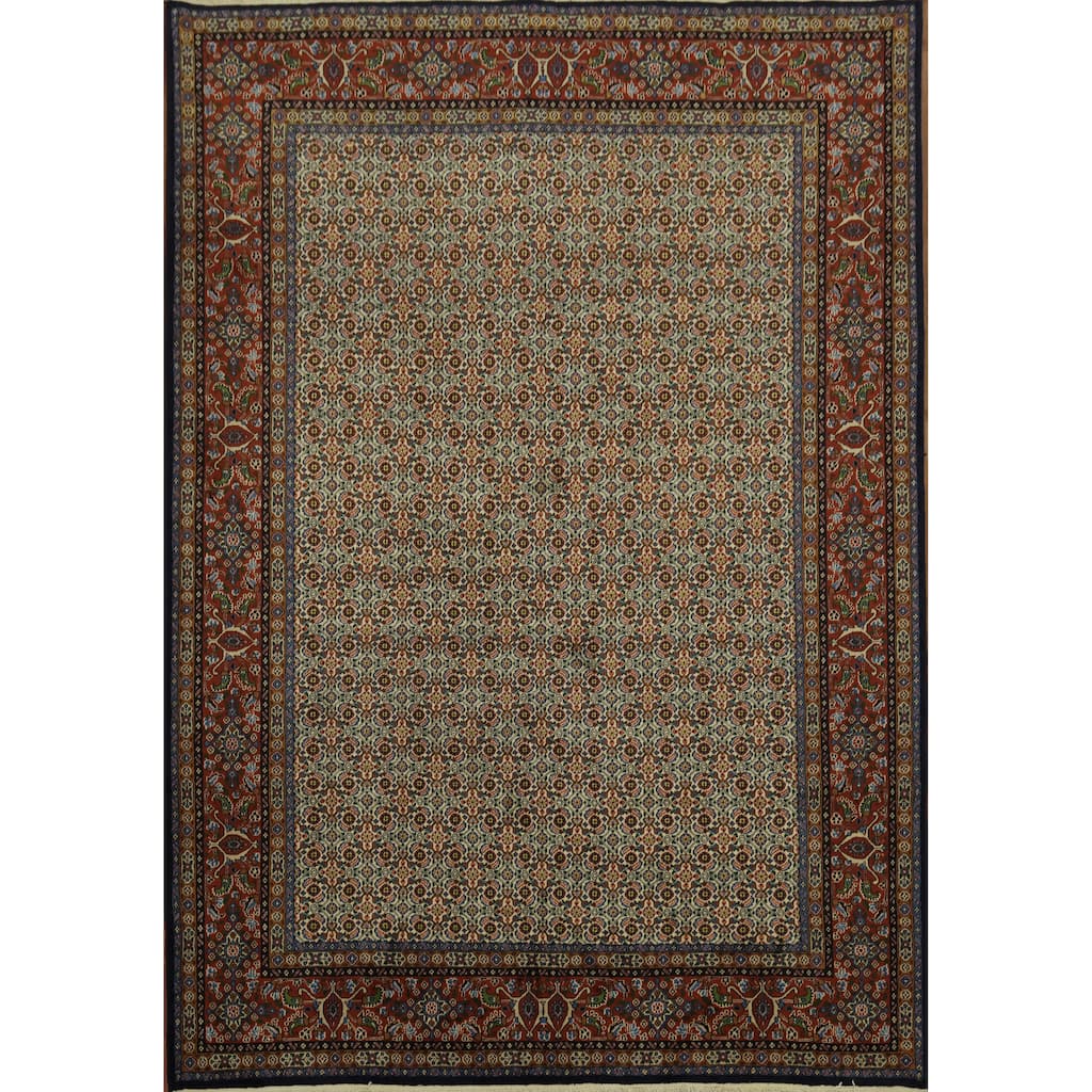 Hand Knotted Oriental 100% Wool Carpet Traditional All-Over Beige & Ivories Mood Area Rug - 9' 6'' X 6' 8''