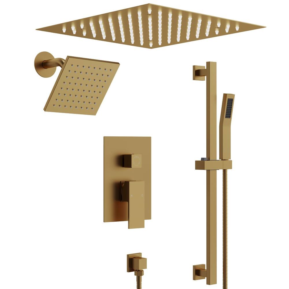 Celling Mounted 12 in. Rainfall LED Shower System with 6 in. Shower Head Handheld Shower Faucet Set