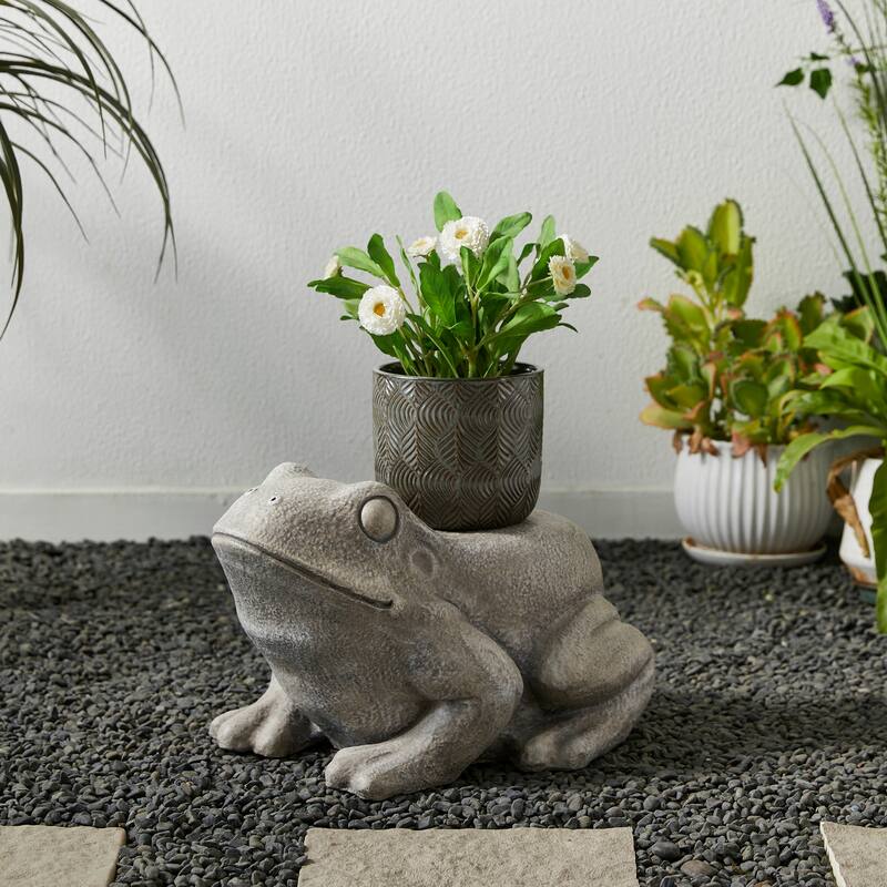 Glitzhome MGO Snail Frog Garden Statue Indoor Outdoor Art Figurine Planter Stand