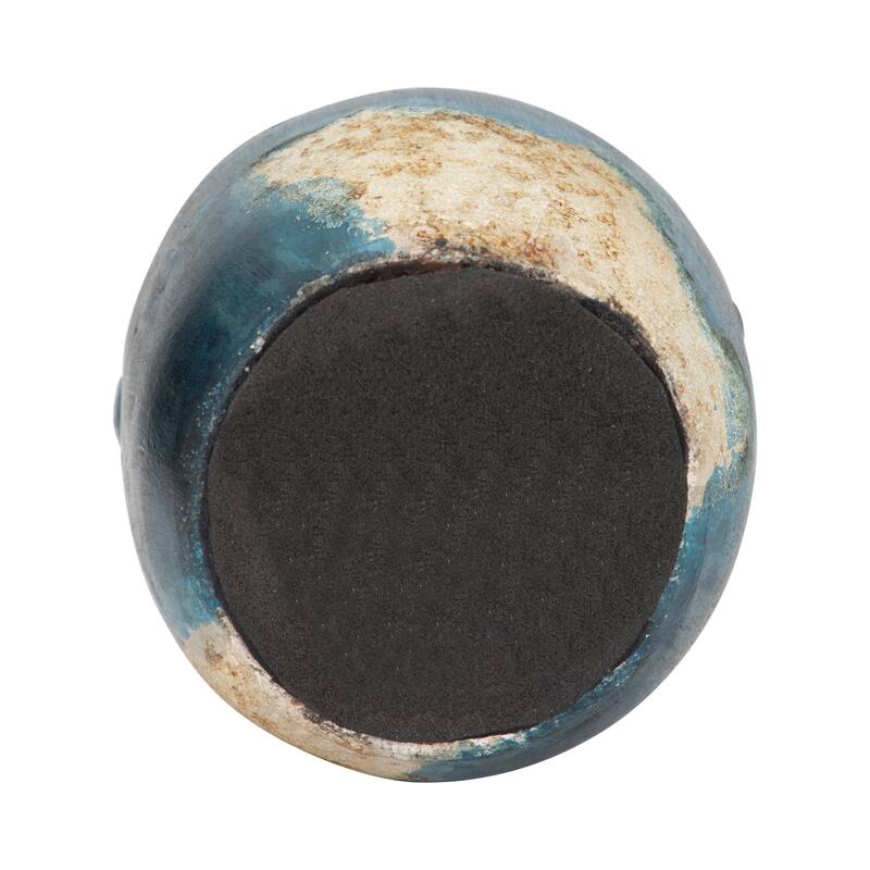 Sagebrook Home Textured Terracotta Blue/ivory Double Handle Vase/ Jug