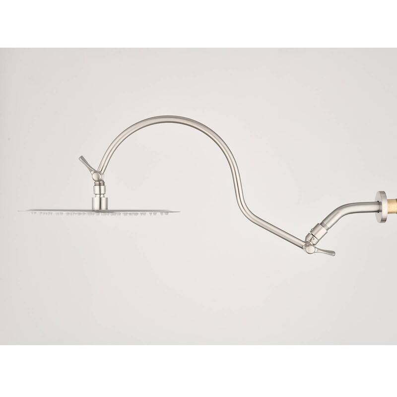 Bathlet 12" Rain Shower Head with Adjustable Height & Distance Extension Arm