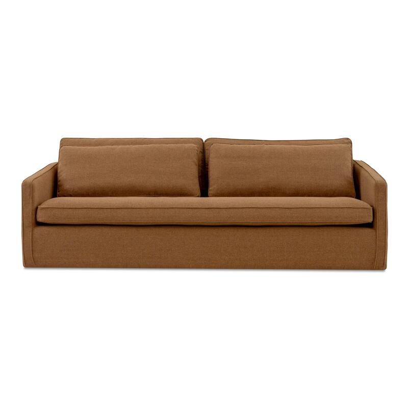 NADAAL STUDIOS Cyris Sofa, Minimalist Silhouette with Layered Back Cushions and Performance Upholstery, Rust