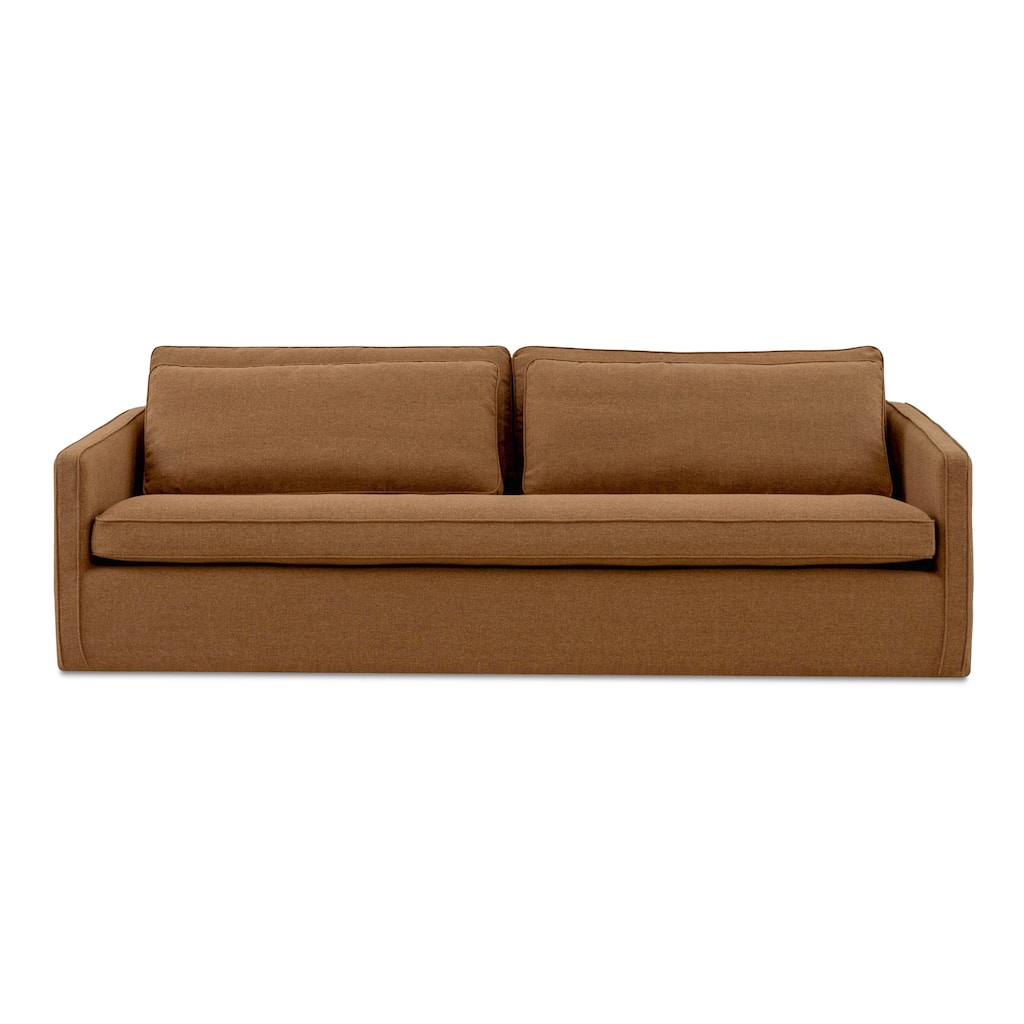 NADAAL STUDIOS Cyris Sofa, Minimalist Silhouette with Layered Back Cushions and Performance Upholstery, Rust