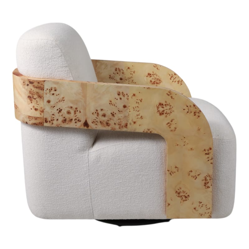 Accent Chair Wood Non-Woven Fabric Rubber Wood Modern Style for Home Office Bedroom Living Room - 33" Ivory & Beige