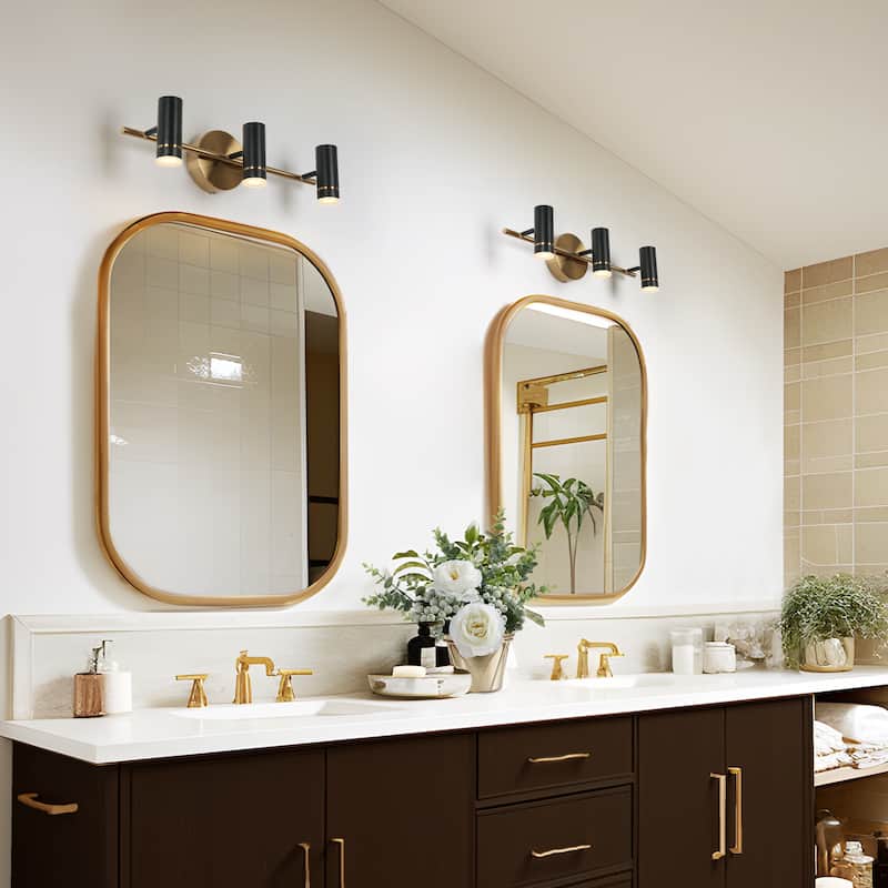 Modern Black Gold 2/3-Light LED Bathroom Vanity Light Industrial Wall Sconces