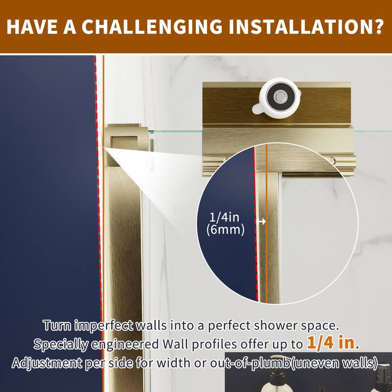 Modland 56-60"x70'' Adjustable Double Sliding Shower Door, 1/4" ANSI Glass with Nano Coating, Framed Bypass Enclosure