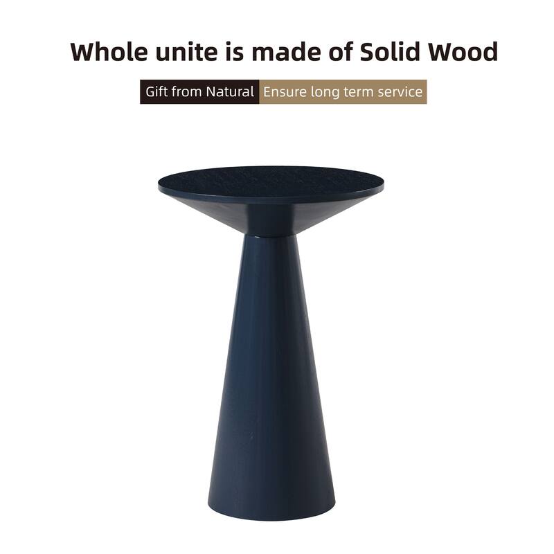COZAYH Farmhouse Pedestal End Table, Round Martini Table Wood Plant Stand Rustic Small Drink Table for Living Room, Bedroom