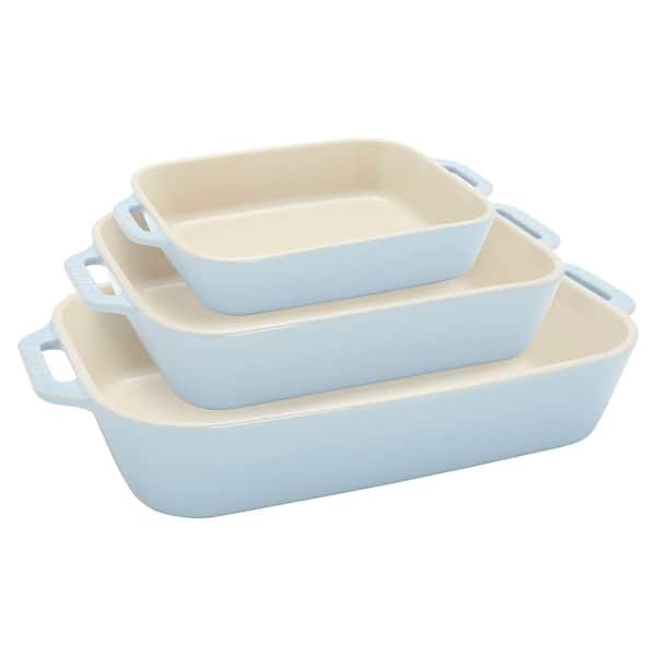 Staub Ceramic 3-pc Rectangular Baking Dish Set - Macaron - Blue