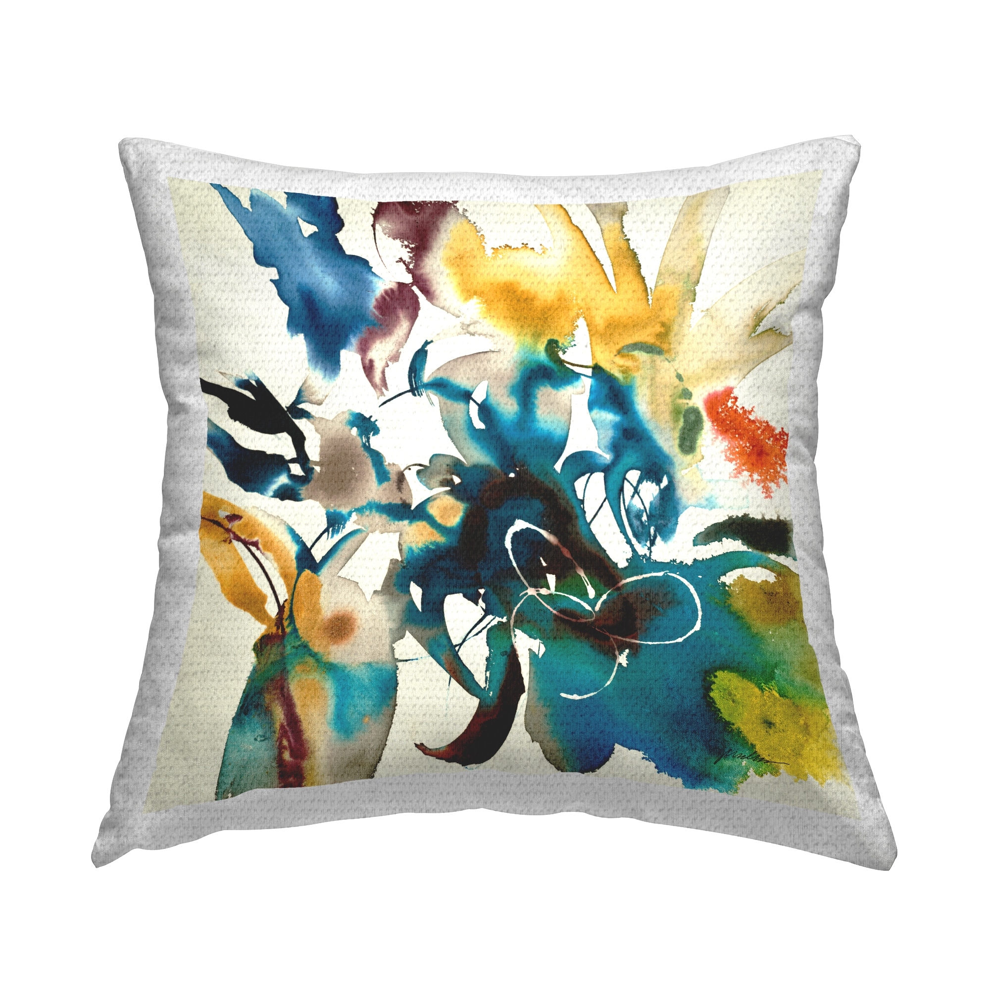 Stupell Abstract Botanical Modern Splash Printed Outdoor Throw Pillow Design by Liz Jardine