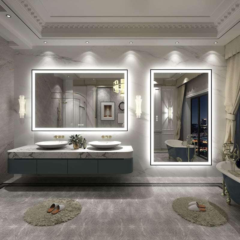 Front & Back LED Anti-Fog Tempered Glass Framed Bathroom/Vanity Mirror 3-Year Warranty