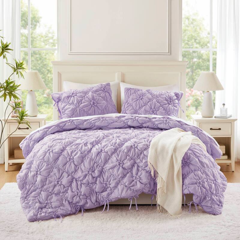 Intelligent Design Lily Embroidered Comforter Set - King - Purple