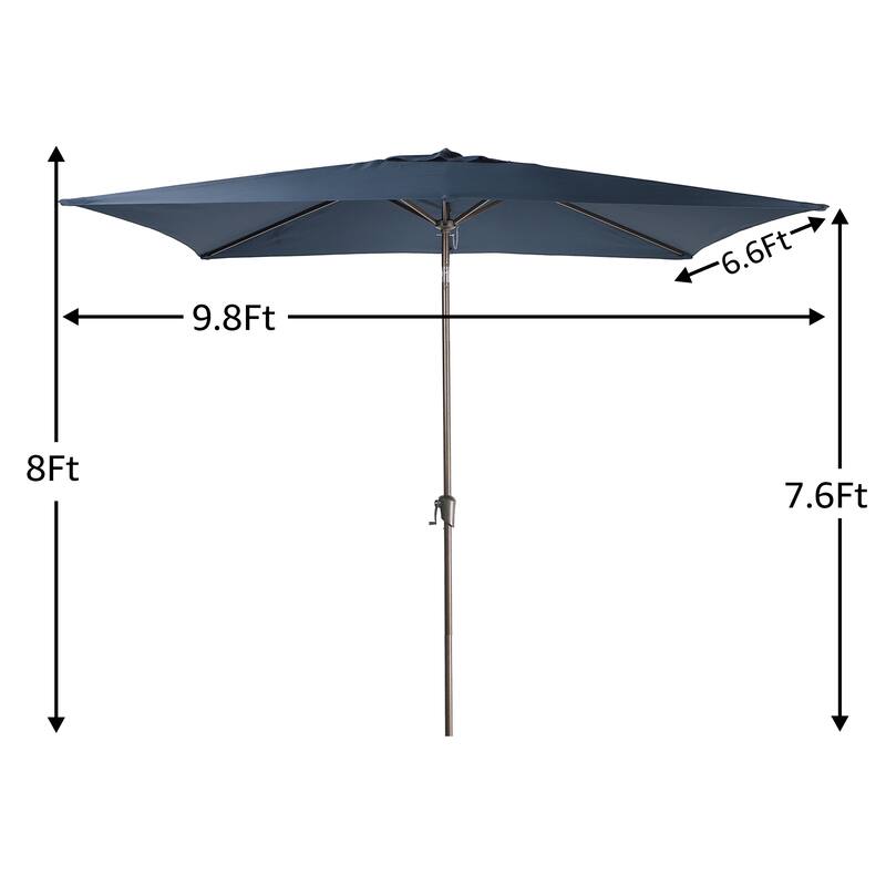 10' x 6.5' Patio Rectangular Market Umbrella with Crank and Tilt