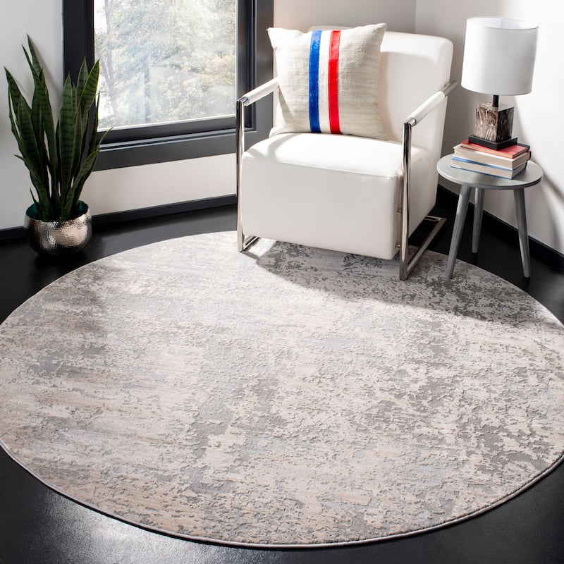 SAFAVIEH Invista Angelia Contemporary Rug - 6'7" Round - Grey/Cream