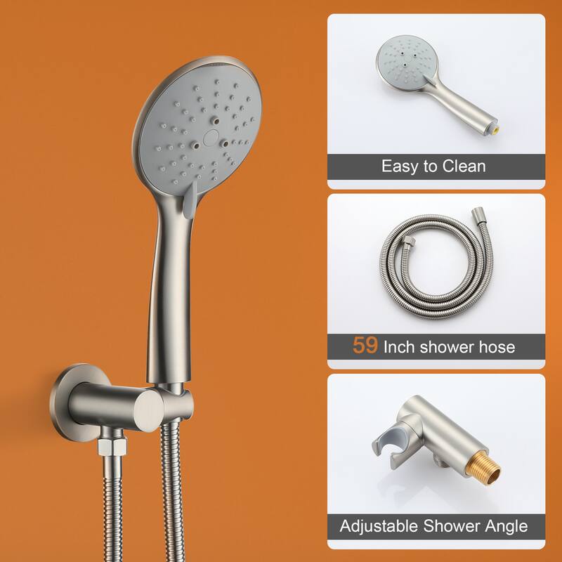 5-Spray Patterns with 9/10/12-in Wall Mount Dual Shower Heads