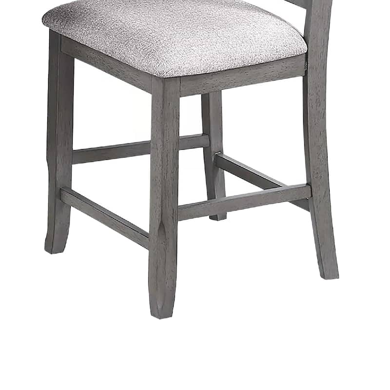Keyan Counter Height Chair Set of 2, Foam Gray Fabric Seat, Wood