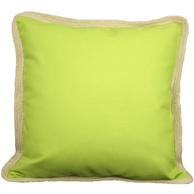 20"x20" Beige and Green Linen Blend Zippered Pillow